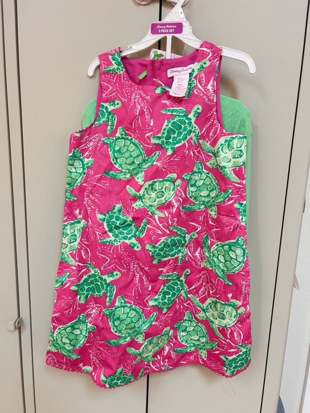 NWT Tommy Bahama kids sea turtle dress, hot pink & green-sz 6, purse&cardigan
